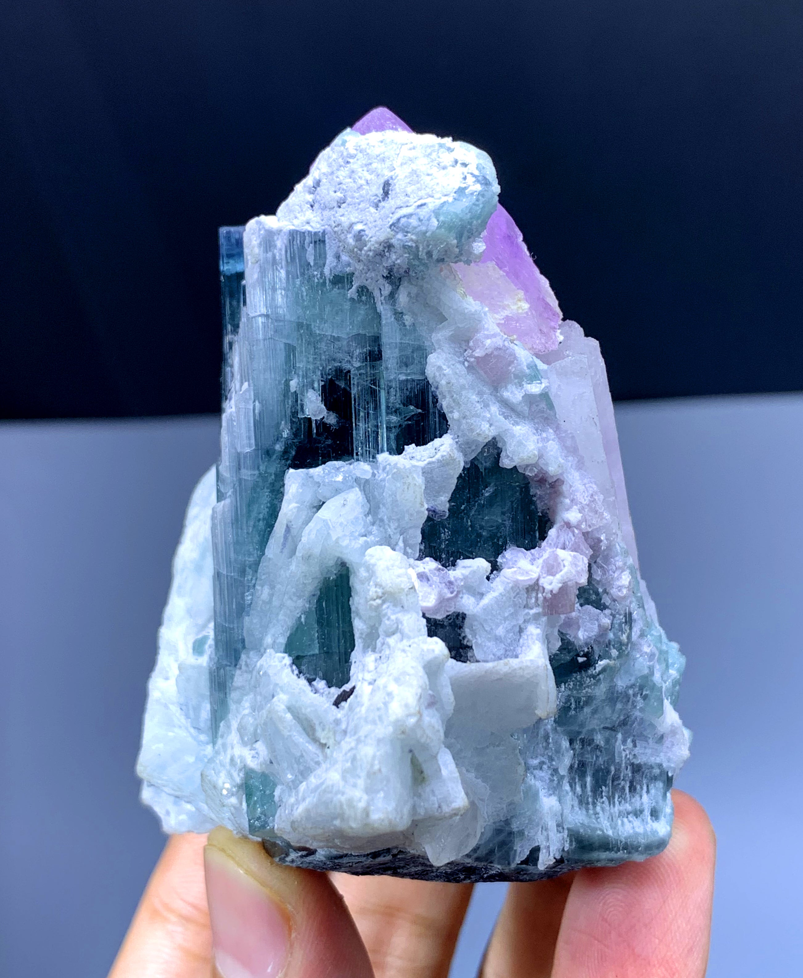 Blue Tourmaline with Kunzite and Albite from Afghanistan - 279 gram
