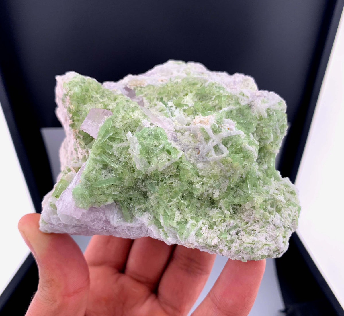 Pink Kunzite Crystal With Green Tourmaline on Matrix from Afghanistan - 495 Grams