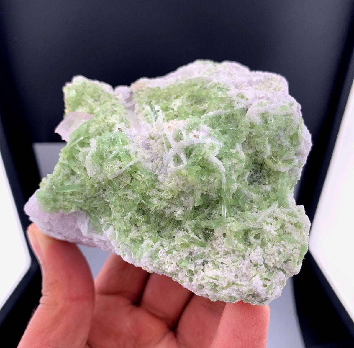 Pink Kunzite Crystal With Green Tourmaline on Matrix from Afghanistan - 495 Grams