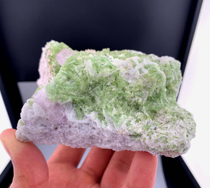 Pink Kunzite Crystal With Green Tourmaline on Matrix from Afghanistan - 495 Grams