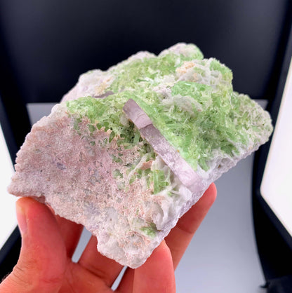 Pink Kunzite Crystal With Green Tourmaline on Matrix from Afghanistan - 495 Grams