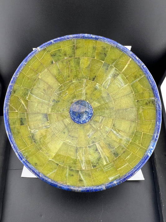 Polished Lapis Lazuli & Green Stone Bowl – 1147g, 194mm