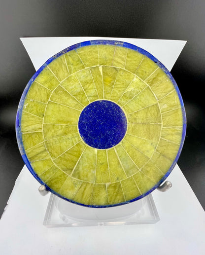 Polished Lapis Lazuli & Green Stone Plate – 214g, 129mm