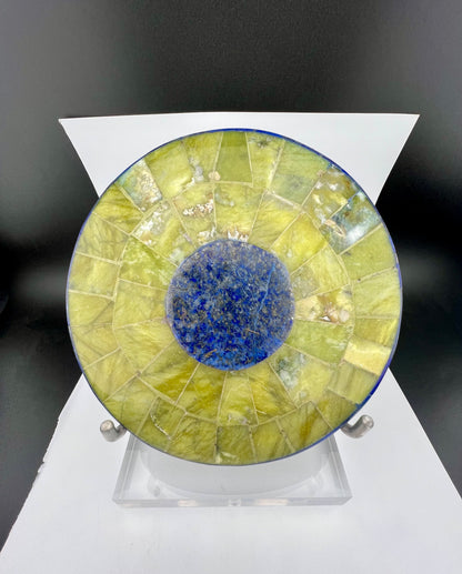 Polished Lapis Lazuli & Green Stone Plate – 214g, 129mm