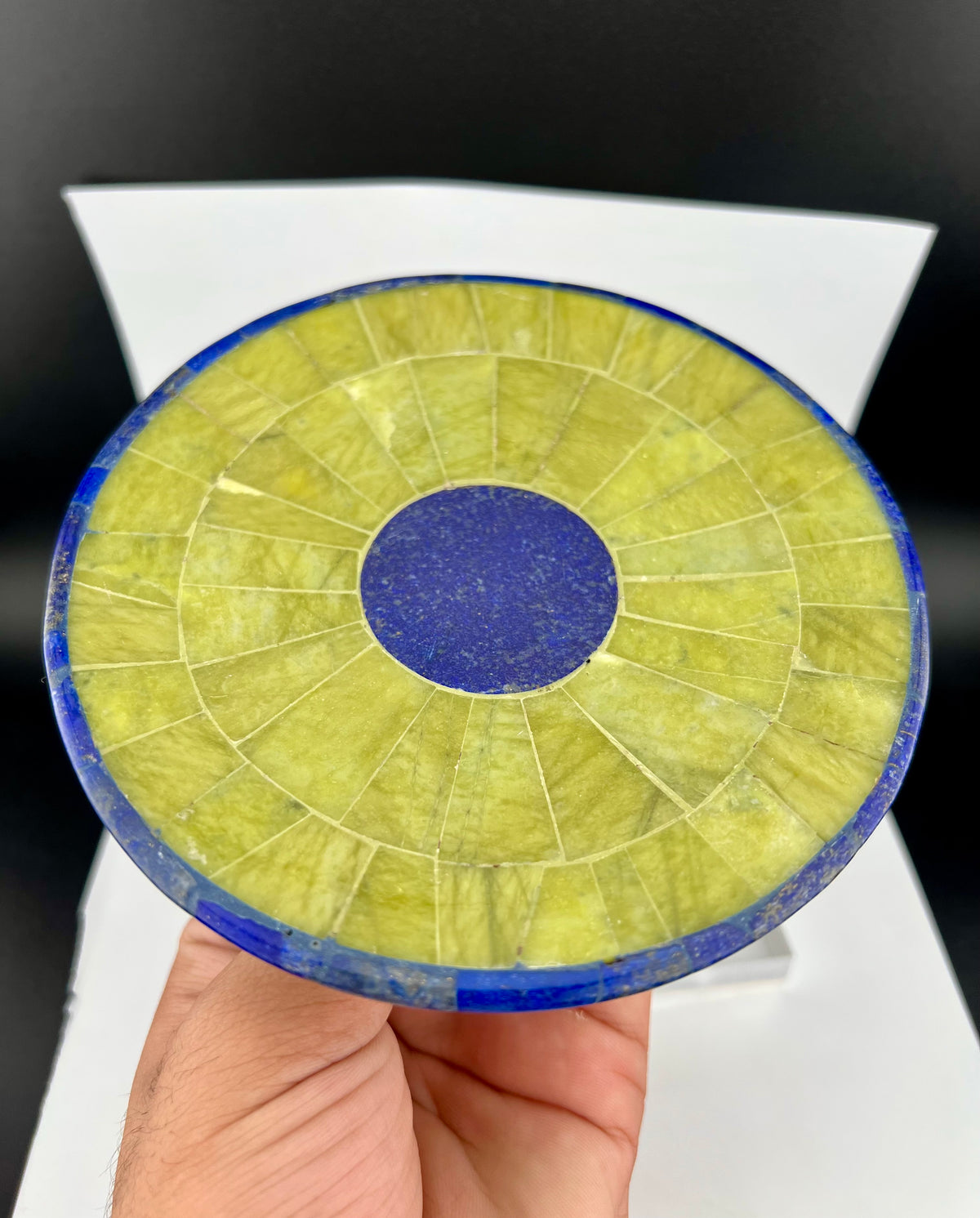 Polished Lapis Lazuli & Green Stone Plate – 214g, 129mm