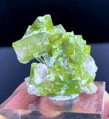 Green Tourmaline Cluster on Lepidolite from Afghanistan - 84.45 carats