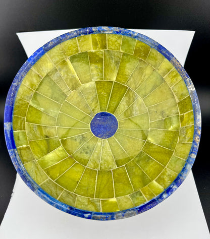 Polished Green Stone & Lapis Lazuli Bowl – 488g, 128mm