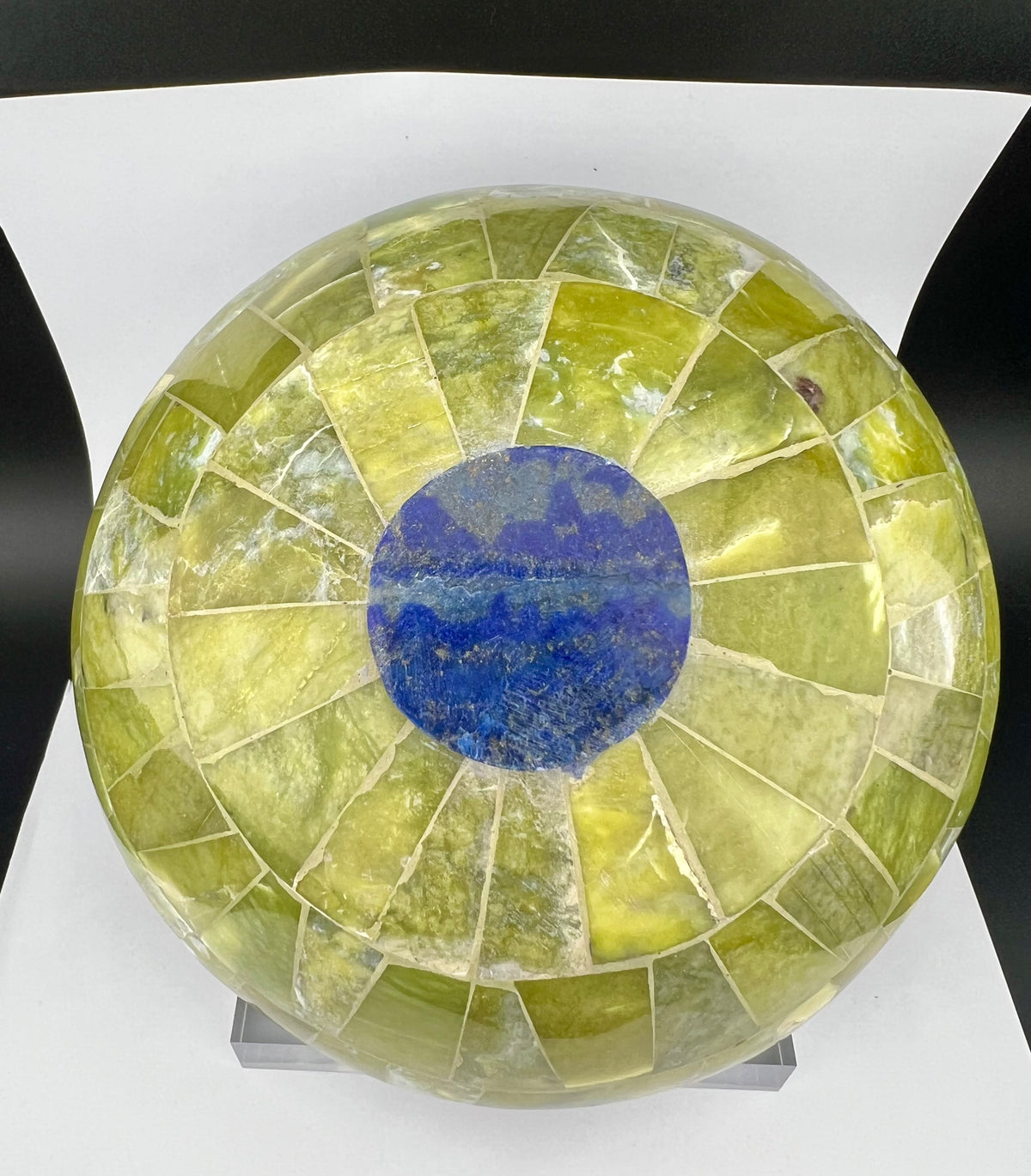 Polished Green Stone & Lapis Lazuli Bowl – 488g, 128mm