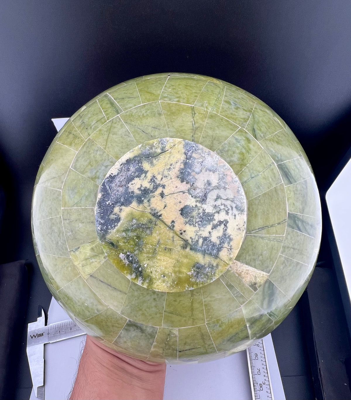 Polished Green Stone & Lapis Lazuli Bowl – 825g, 180mm