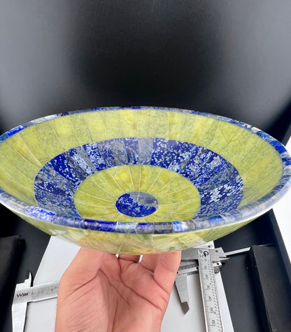 Polished Green Stone & Lapis Lazuli Bowl – 825g, 180mm