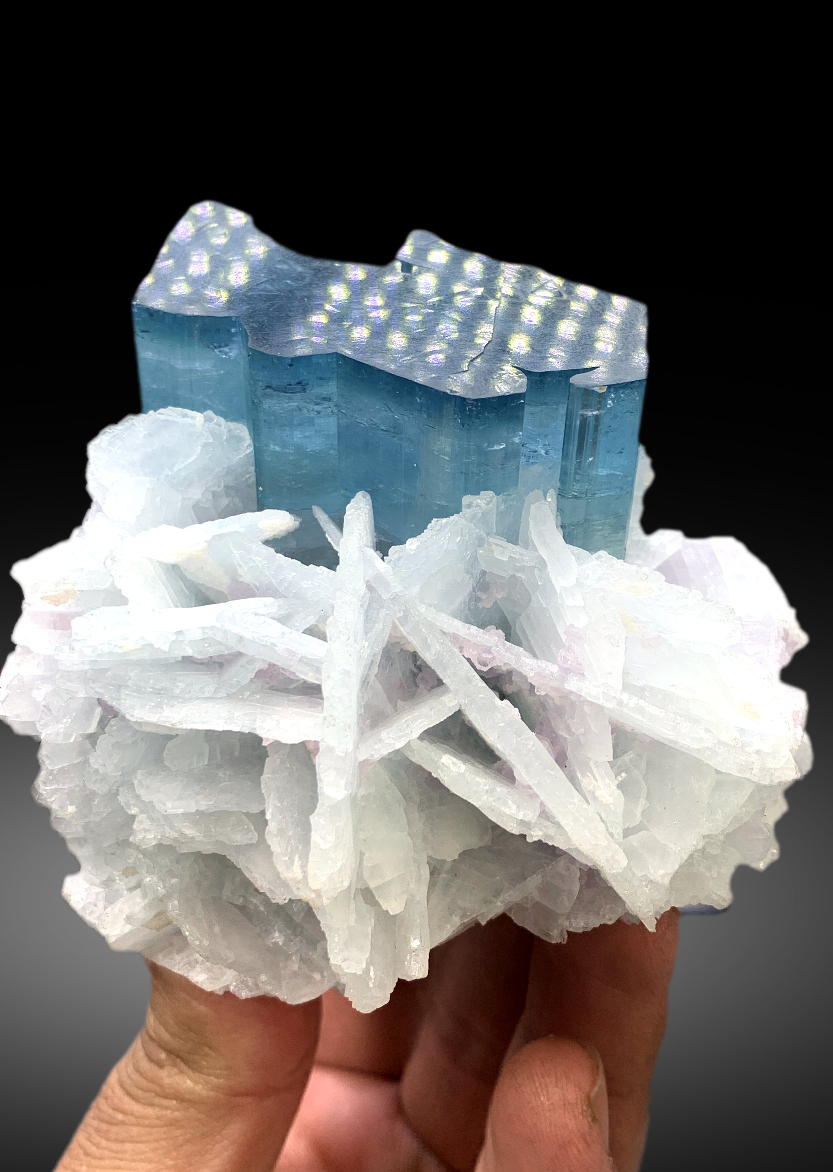 Neon Blue Tourmaline with Cleavelandite Albite Karankarey Mine, Kunar Afghanistan - 377 gram