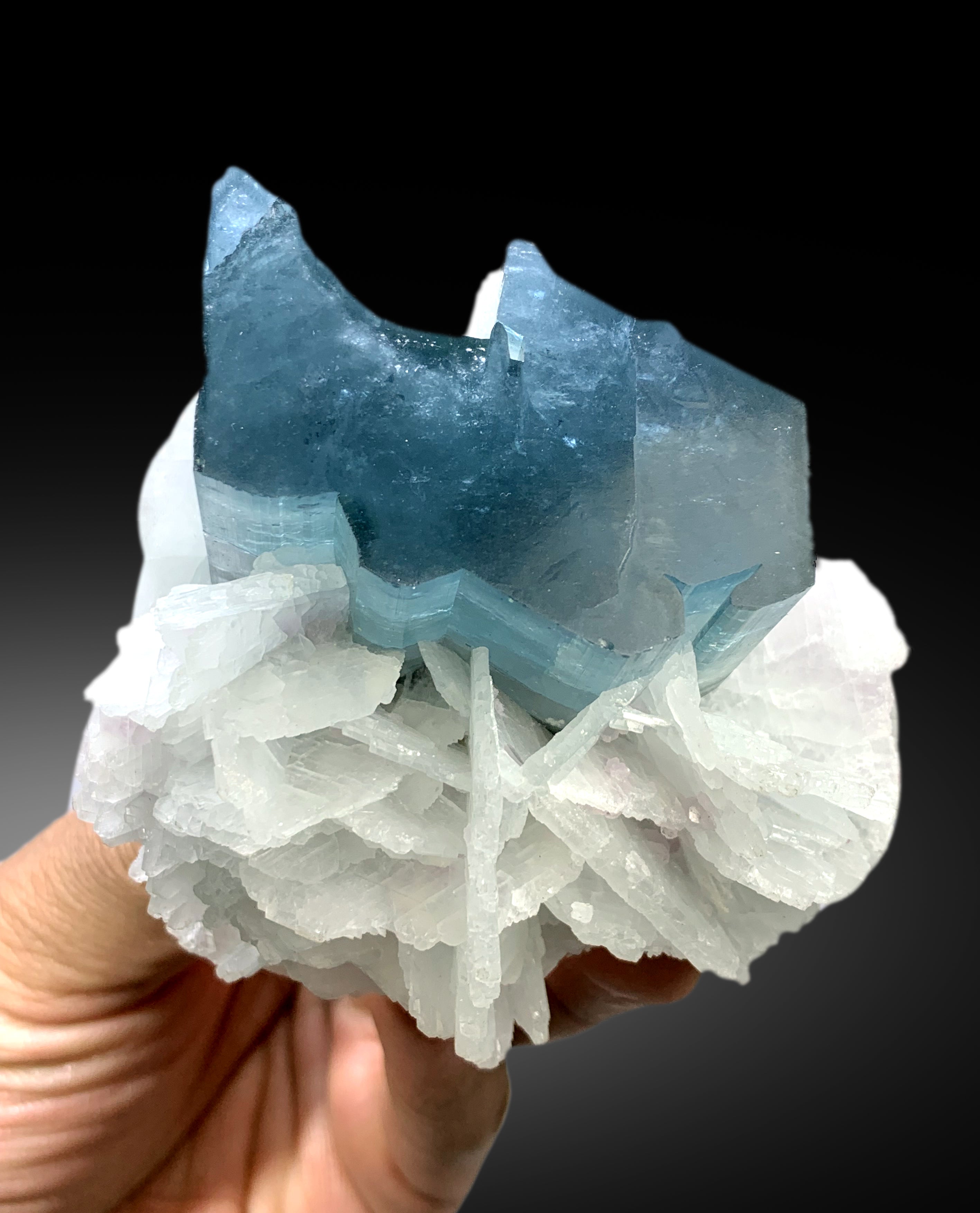 Neon Blue Tourmaline with Cleavelandite Albite Karankarey Mine, Kunar Afghanistan - 377 gram