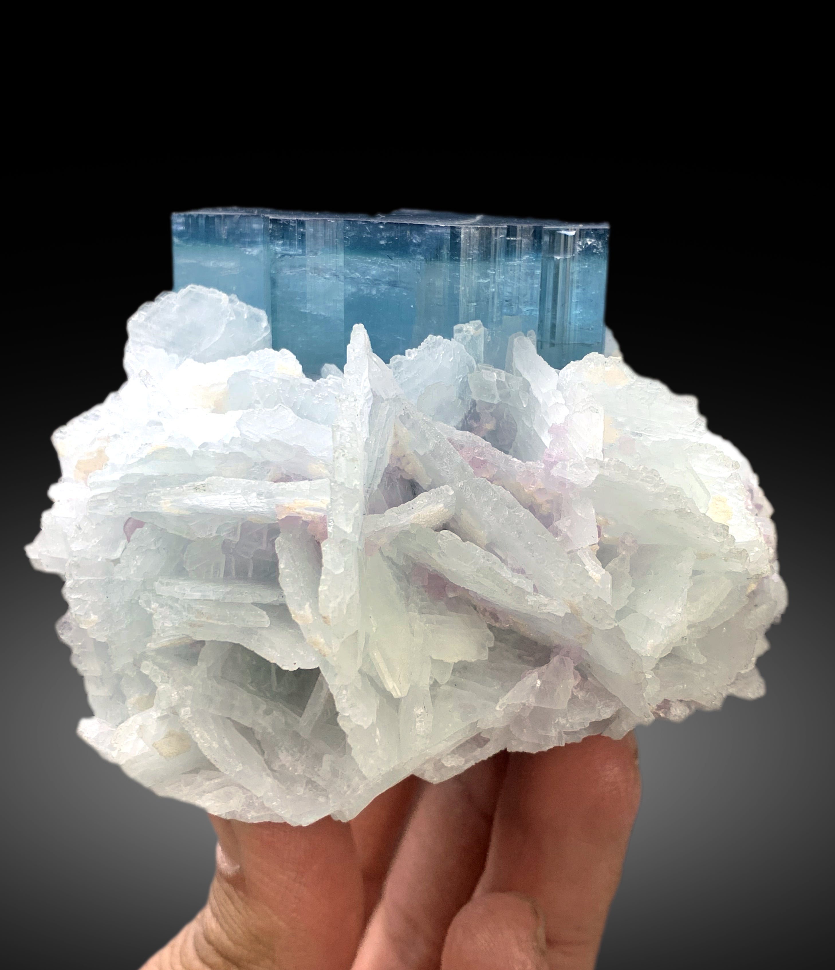 Neon Blue Tourmaline with Cleavelandite Albite Karankarey Mine, Kunar Afghanistan - 377 gram