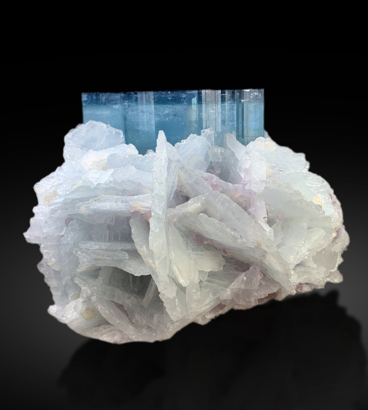 Neon Blue Tourmaline with Cleavelandite Albite Karankarey Mine, Kunar Afghanistan - 377 gram