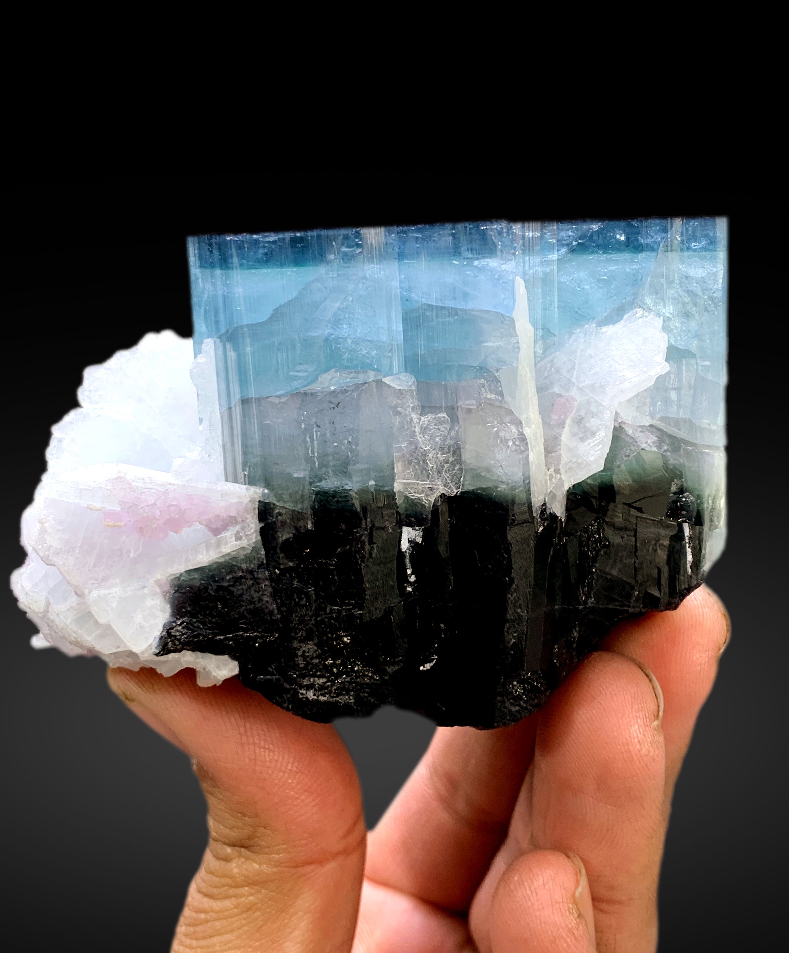 Neon Blue Tourmaline with Cleavelandite Albite Karankarey Mine, Kunar Afghanistan - 377 gram