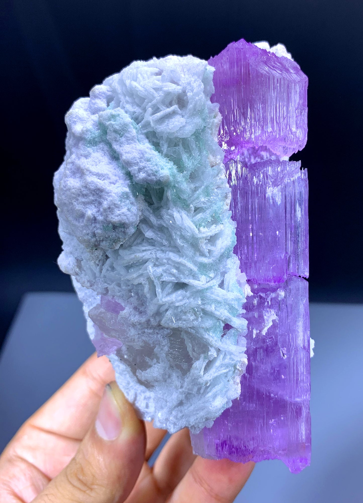 Etched Pink Kunzite with Tourmalines, Quartz and Albite from Afghanistan - 424 gram