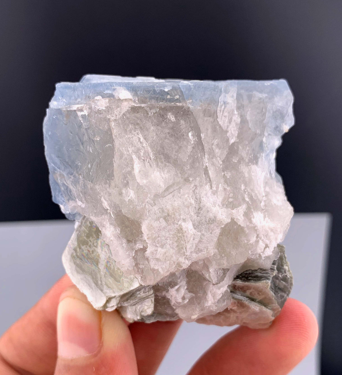 Indicolite Blue Quartz Crystal With Mica From Afghanistan - 113 Grams