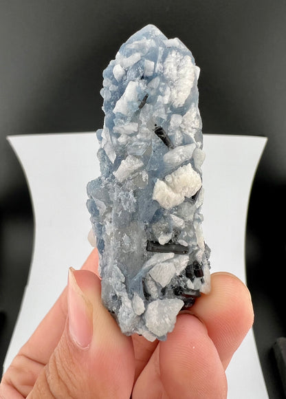Indicolite Blue Quartz Crystal With Schorl Tourmaline From Afghanistan - 60 Grams