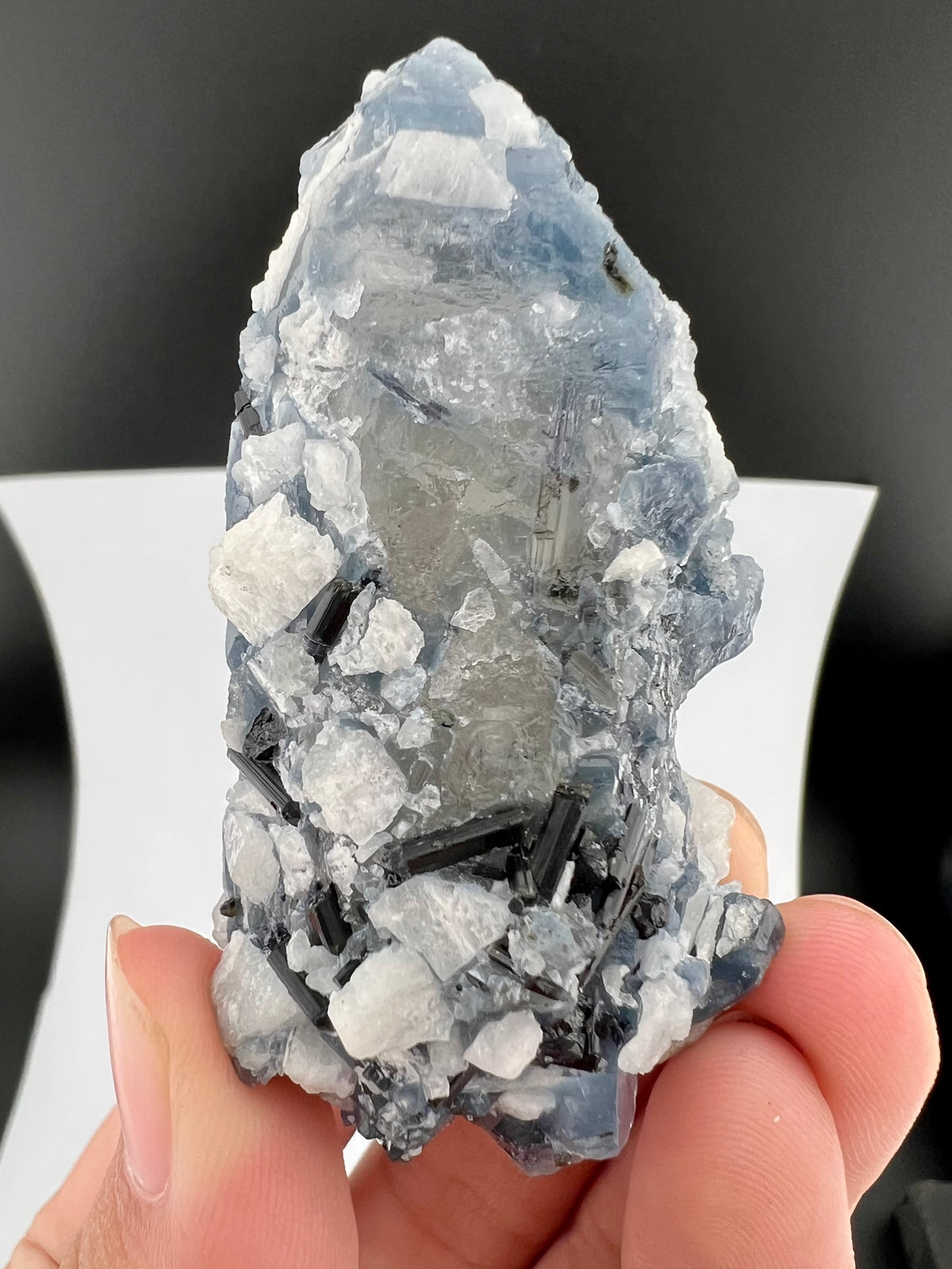 Indicolite Blue Quartz Crystal With Schorl Tourmaline From Afghanistan - 60 Grams