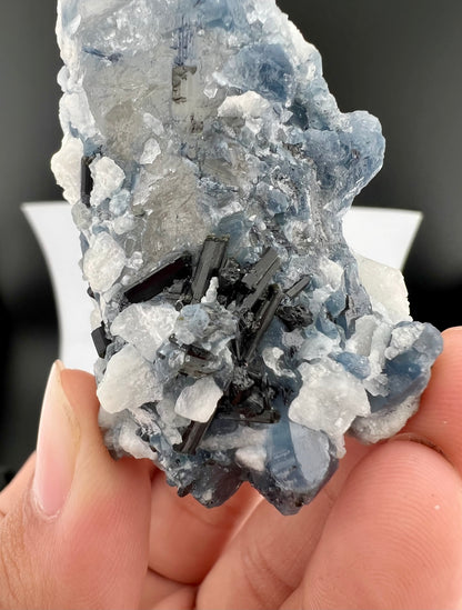 Indicolite Blue Quartz Crystal With Schorl Tourmaline From Afghanistan - 60 Grams