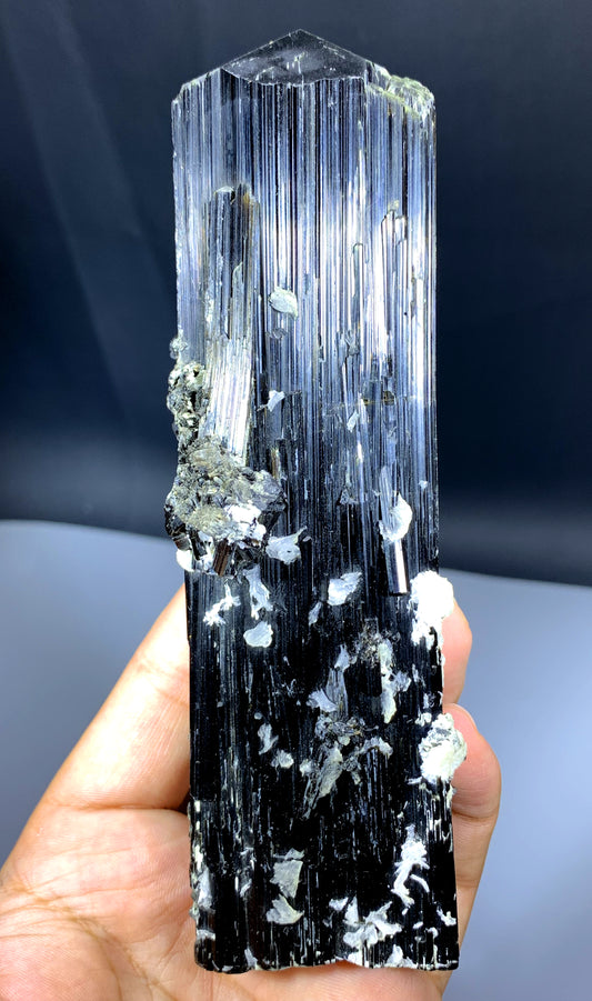 Well Terminated Schorl Black Tourmaline Crystal from Skardu Pakistan - 467 gram