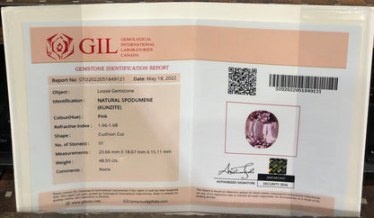 Cusshion Cut Pink Kunzite Gemstone, Loose Gemstone, Kunzite Faceted Cut Stone - 48.55 carat
