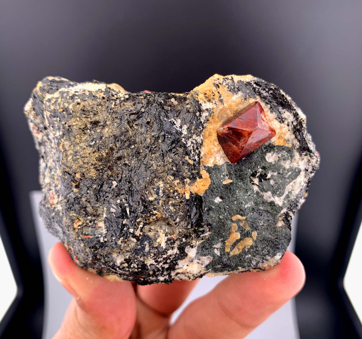 Red Zircon Crystals On Matrix From Pakistan- 248 Grams