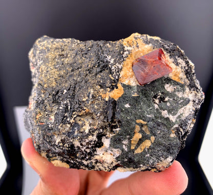 Red Zircon Crystals On Matrix From Pakistan- 248 Grams