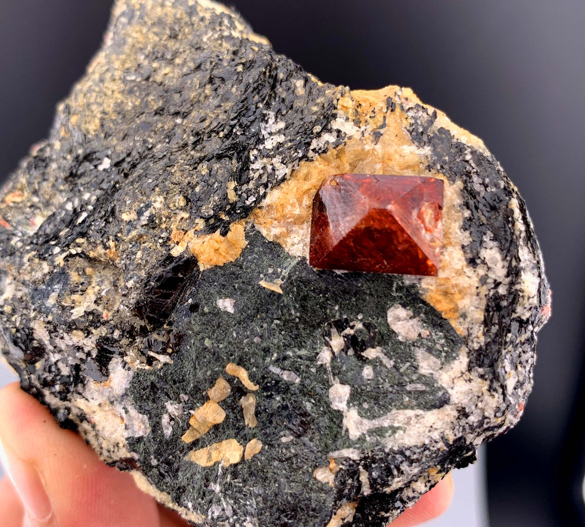 Red Zircon Crystals On Matrix From Pakistan- 248 Grams