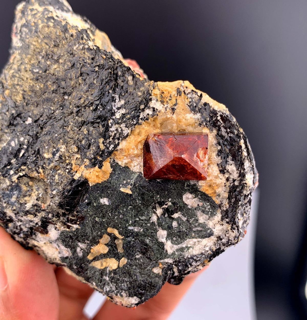 Red Zircon Crystals On Matrix From Pakistan- 248 Grams