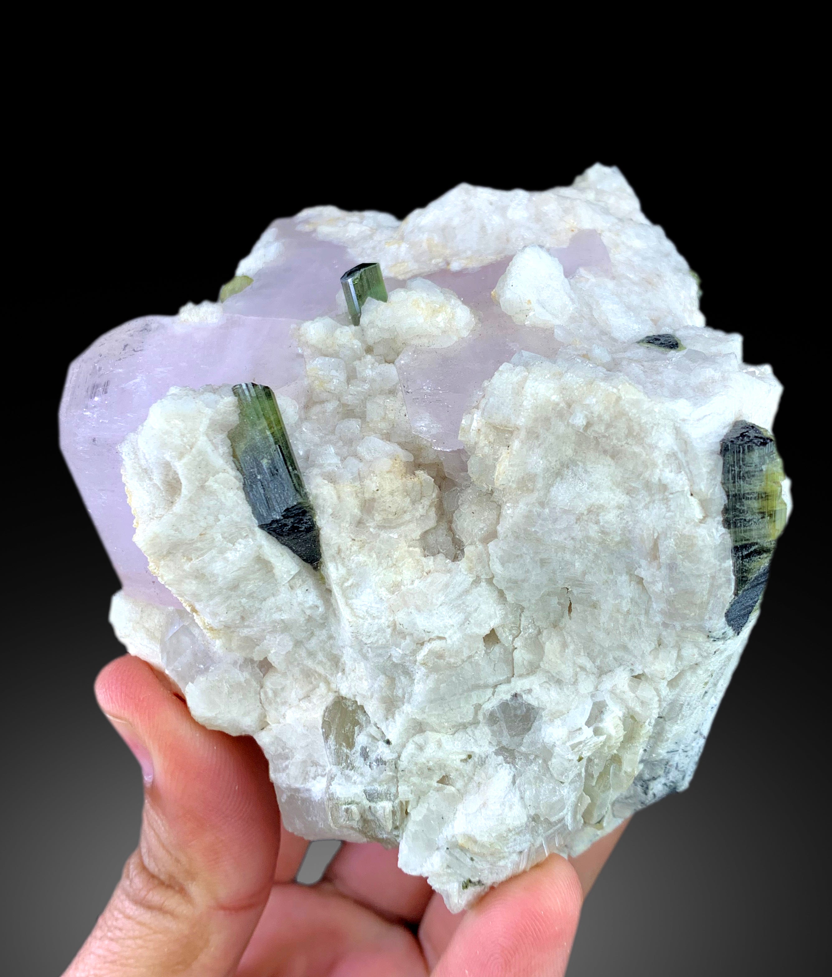 Natural Pink Color Morganite with Green Tourmalines and Albite, Morganite Specimen, Raw Mineral, Morganite from Skardu Pakistan - 588 gram