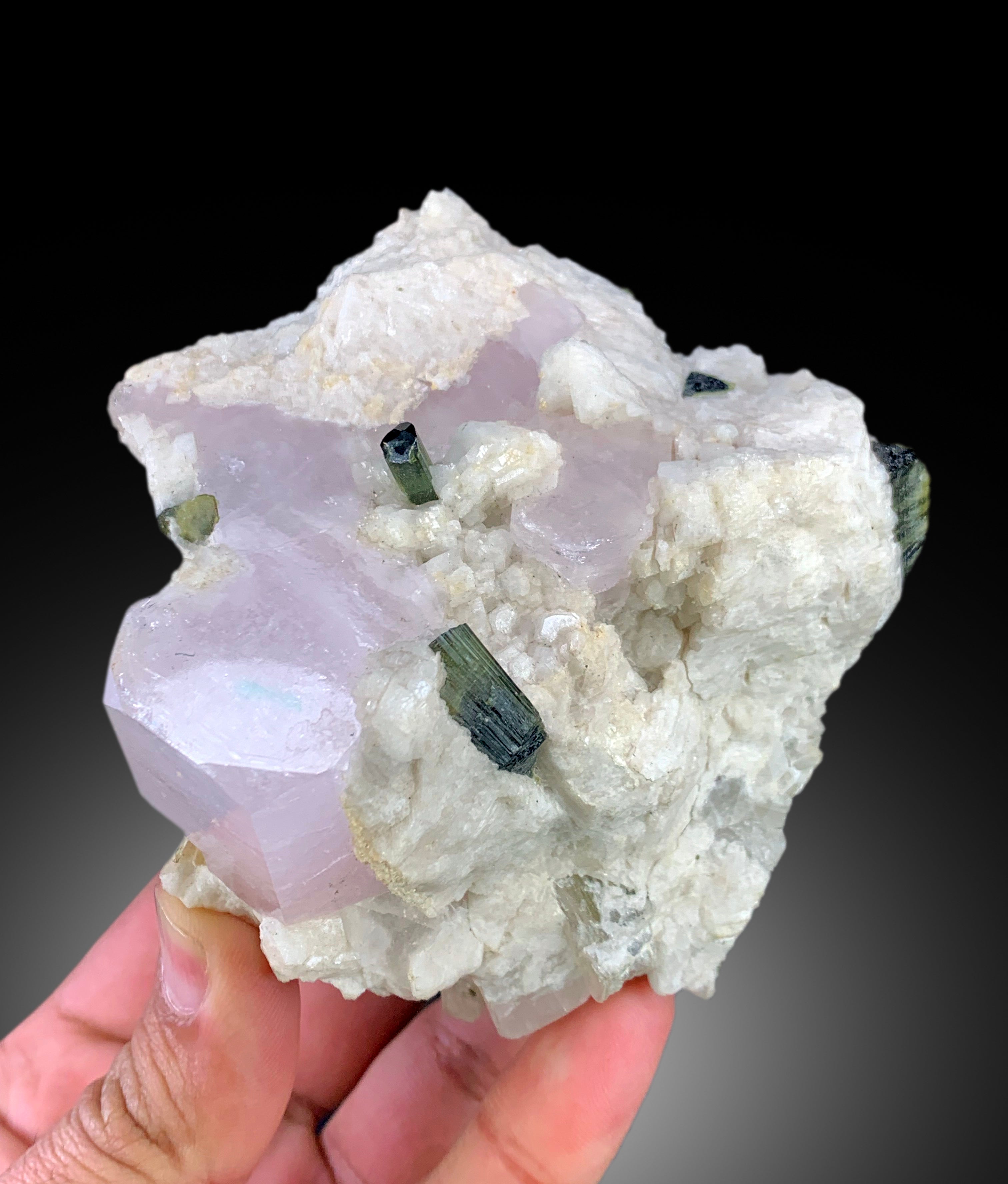 Natural Pink Color Morganite with Green Tourmalines and Albite, Morganite Specimen, Raw Mineral, Morganite from Skardu Pakistan - 588 gram