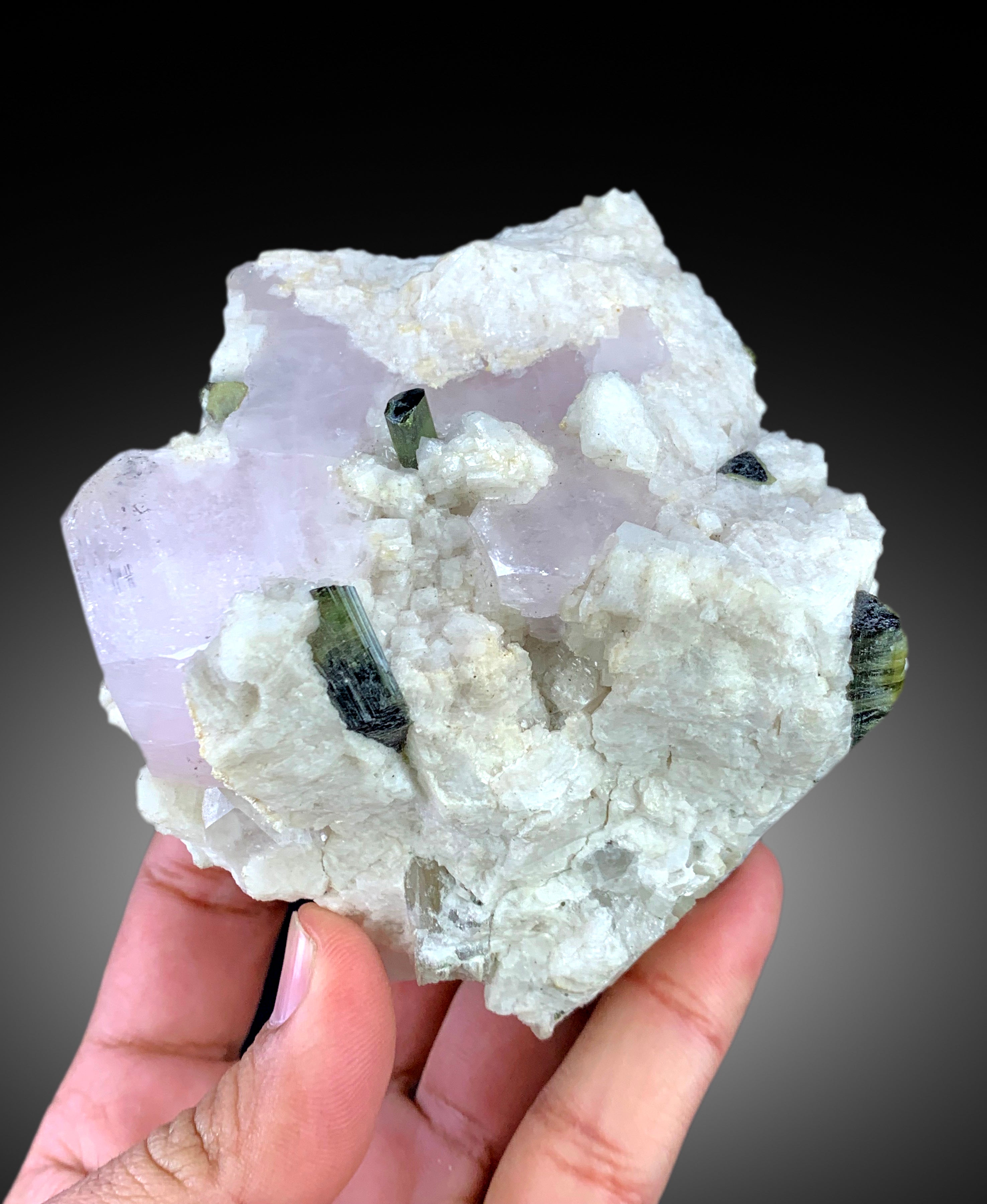 Natural Pink Color Morganite with Green Tourmalines and Albite, Morganite Specimen, Raw Mineral, Morganite from Skardu Pakistan - 588 gram