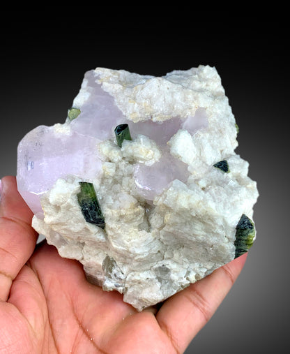 Natural Pink Color Morganite with Green Tourmalines and Albite, Morganite Specimen, Raw Mineral, Morganite from Skardu Pakistan - 588 gram