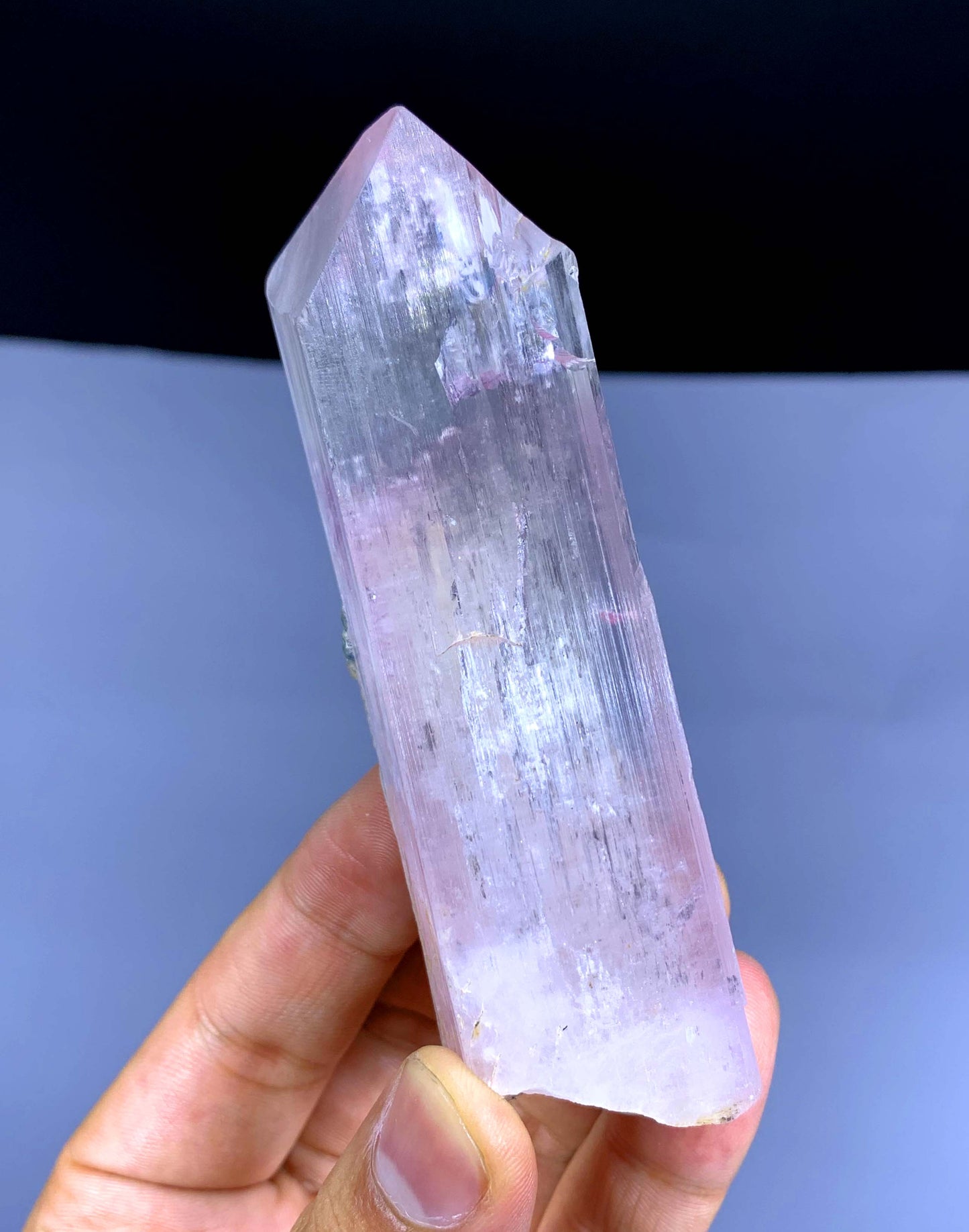 v Shape Terminated Pink Kunzite with Green Tourmalines from Afghanistan - 158 gram