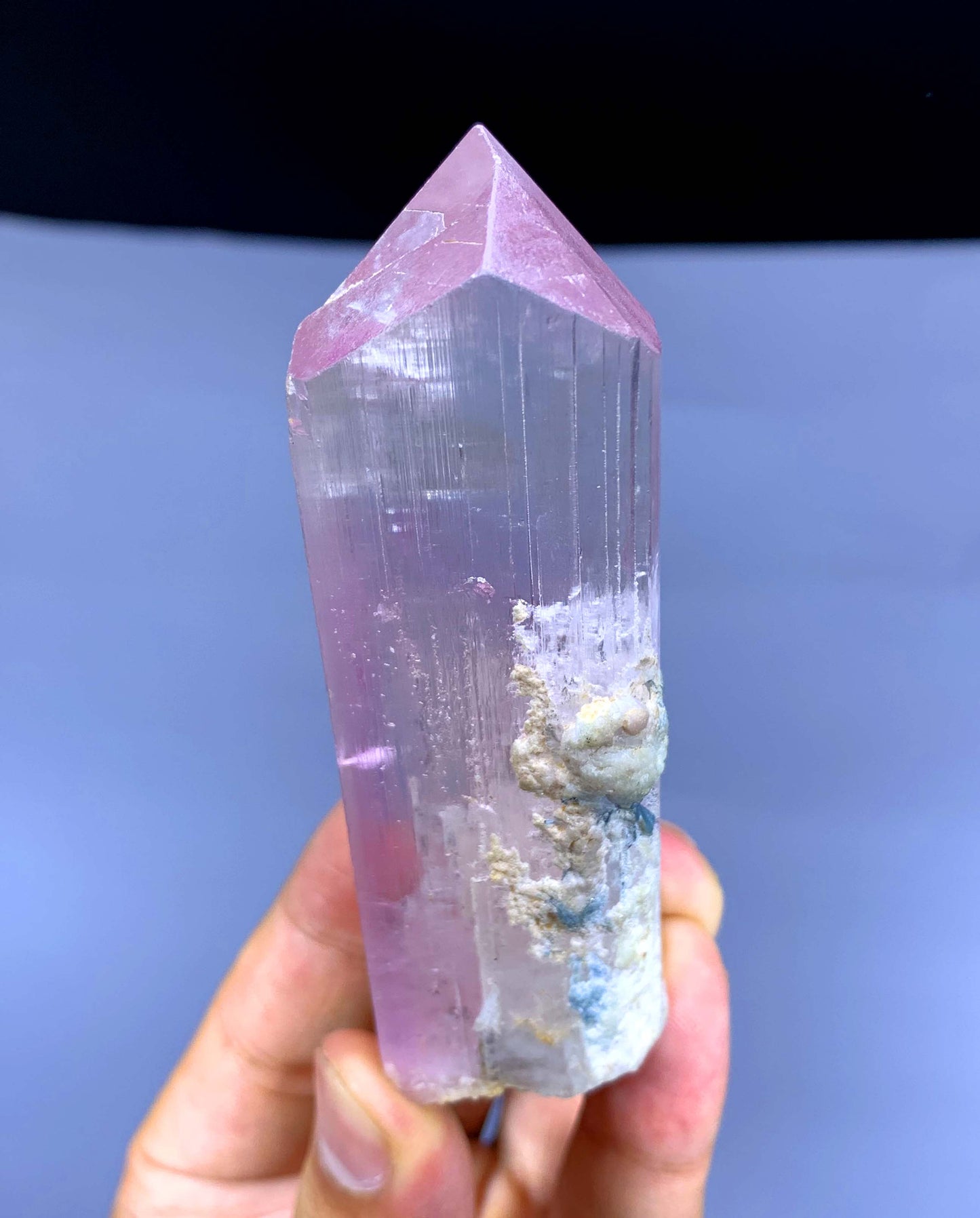 v Shape Terminated Pink Kunzite with Green Tourmalines from Afghanistan - 158 gram