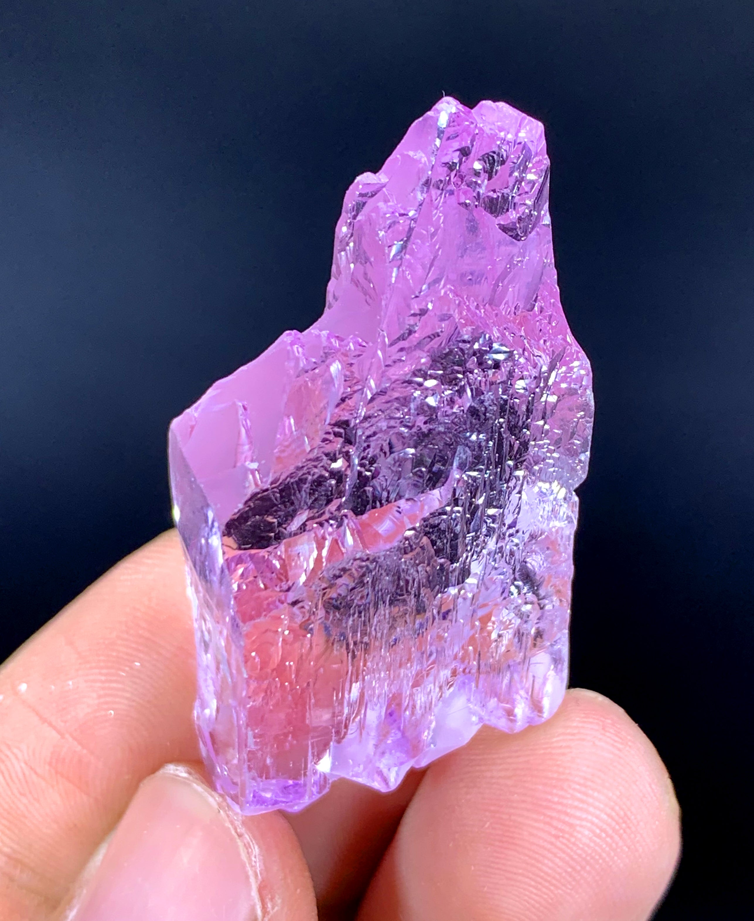 Etched Pink Color Kunzite Crystal, Kunzite Specimen, Fine Mineral - 20 gram