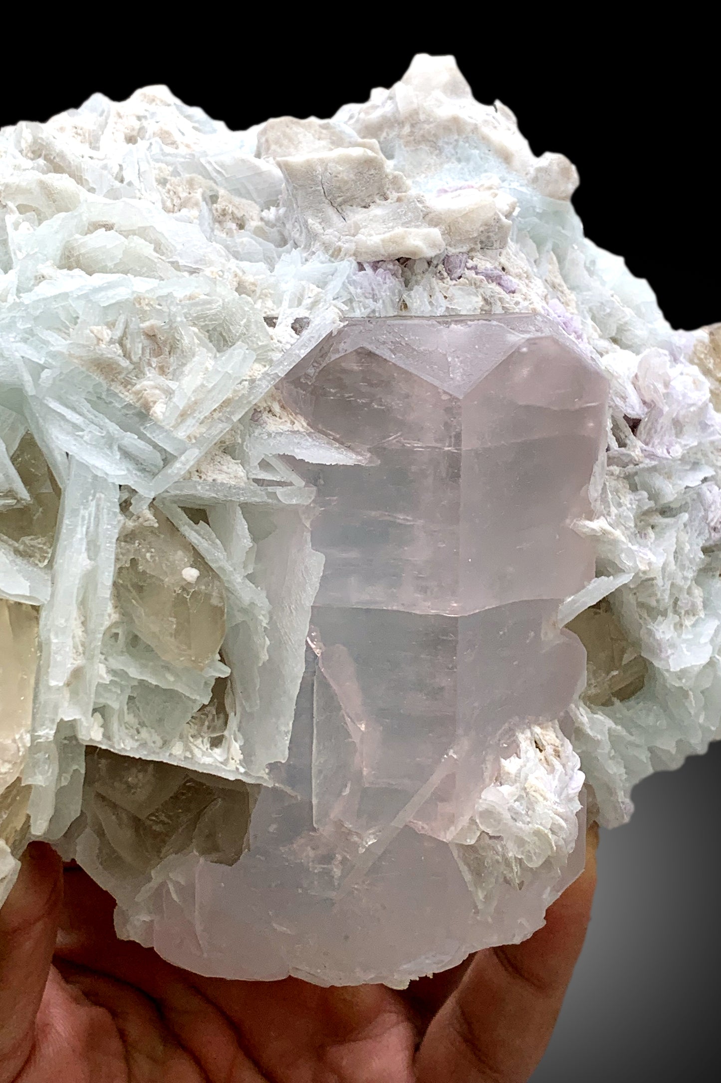 Huge Size AquaMorganite with Smoky Quartz and Cleavelandite Albite, AquaMorganite Specimen - 1542 gram