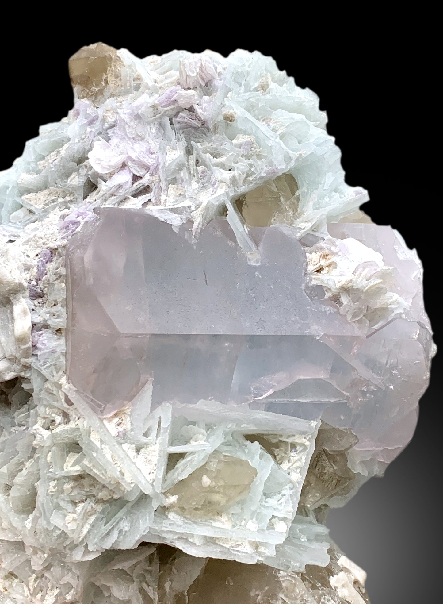 Huge Size AquaMorganite with Smoky Quartz and Cleavelandite Albite, AquaMorganite Specimen - 1542 gram