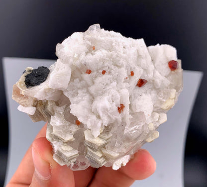 Orange Garnet Crystals With Quartz and Mica On Matrix From Pakistan - 124 Grams