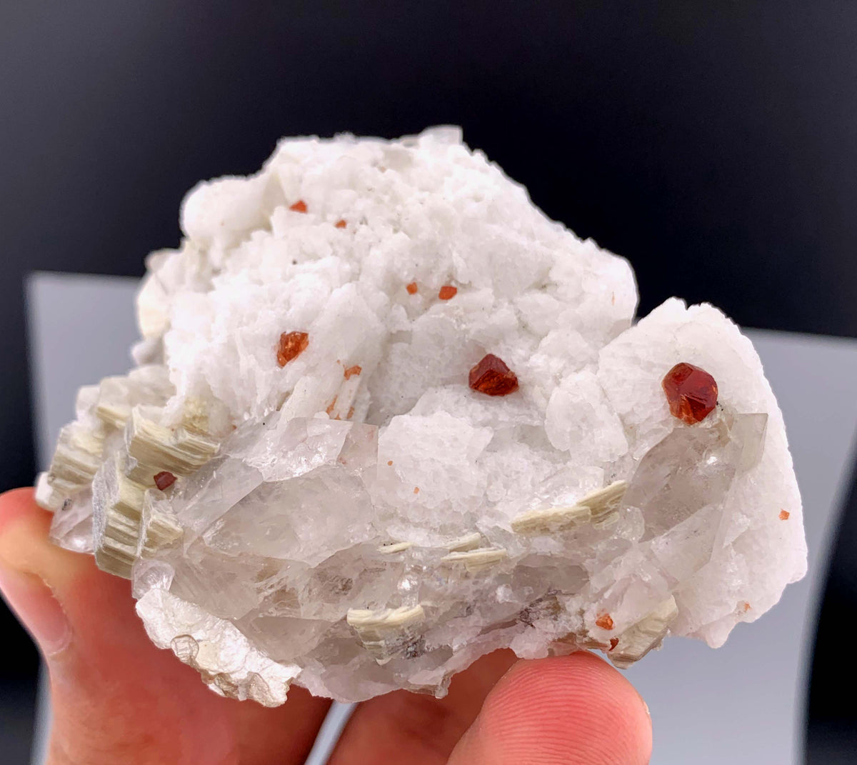 Orange Garnet Crystals With Quartz and Mica On Matrix From Pakistan - 124 Grams