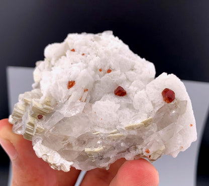 Orange Garnet Crystals With Quartz and Mica On Matrix From Pakistan - 124 Grams