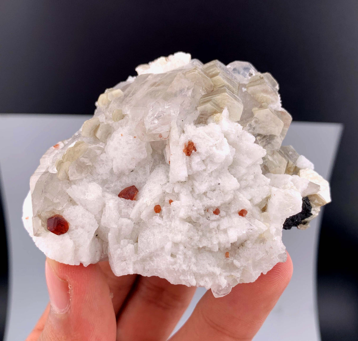 Orange Garnet Crystals With Quartz and Mica On Matrix From Pakistan - 124 Grams