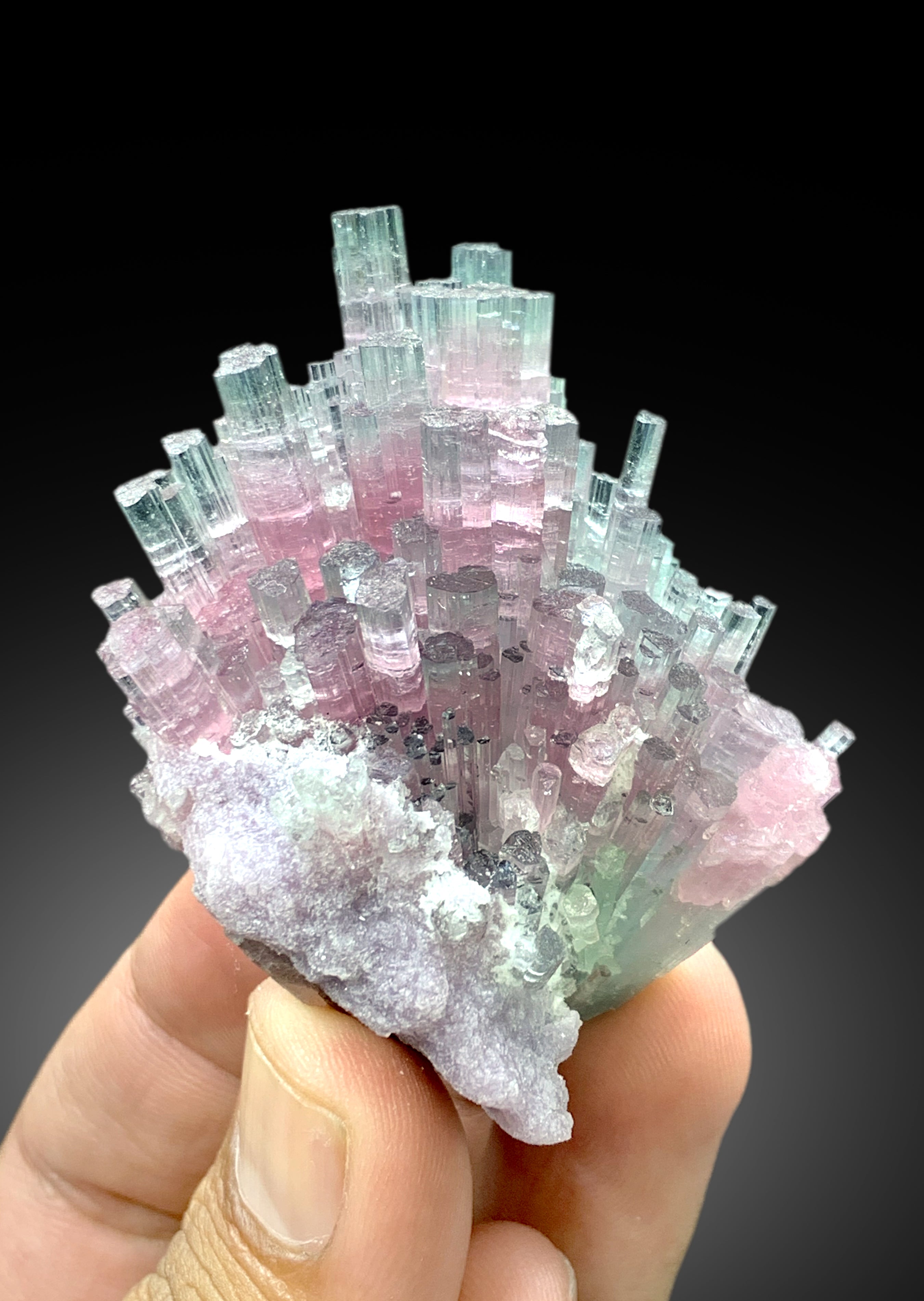 Cotton Candy Tourmaline Bunch, Tourmaline Cluster, Bicolor Tourmaline, Crystals Cluster, Afghan Tourmaline - 102 gram