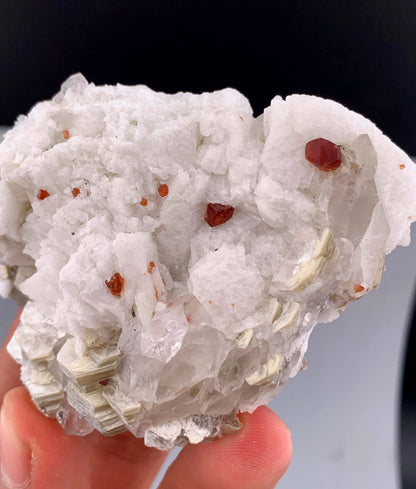 Orange Garnet Crystals With Quartz and Mica On Matrix From Pakistan - 124 Grams