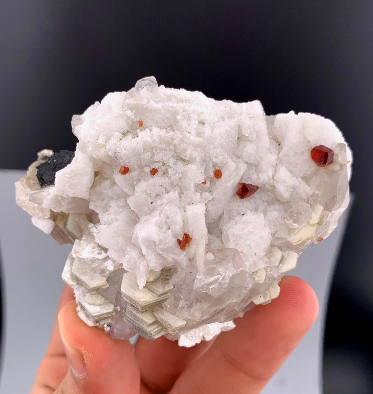 Orange Garnet Crystals With Quartz and Mica On Matrix From Pakistan - 124 Grams