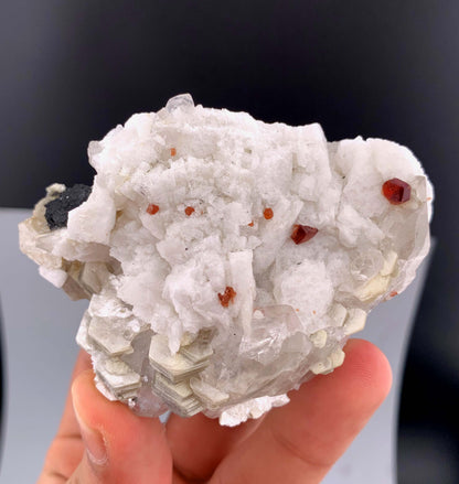 Orange Garnet Crystals With Quartz and Mica On Matrix From Pakistan - 124 Grams