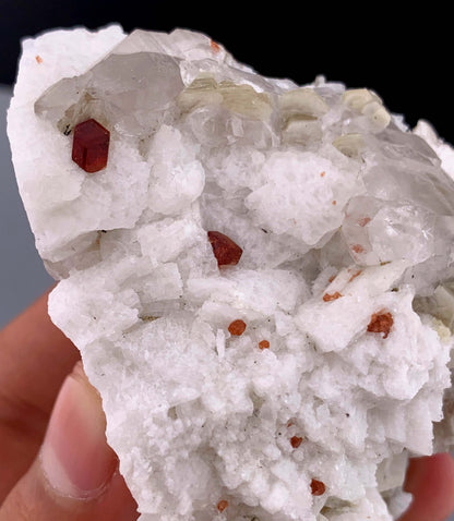 Orange Garnet Crystals With Quartz and Mica On Matrix From Pakistan - 124 Grams