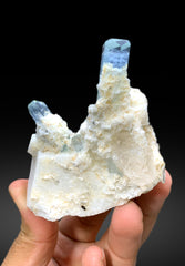 Sky Blue Aquamarine Crystals with Topaz, Schorl and Feldspar Specimen from Pakistan - 182 gram