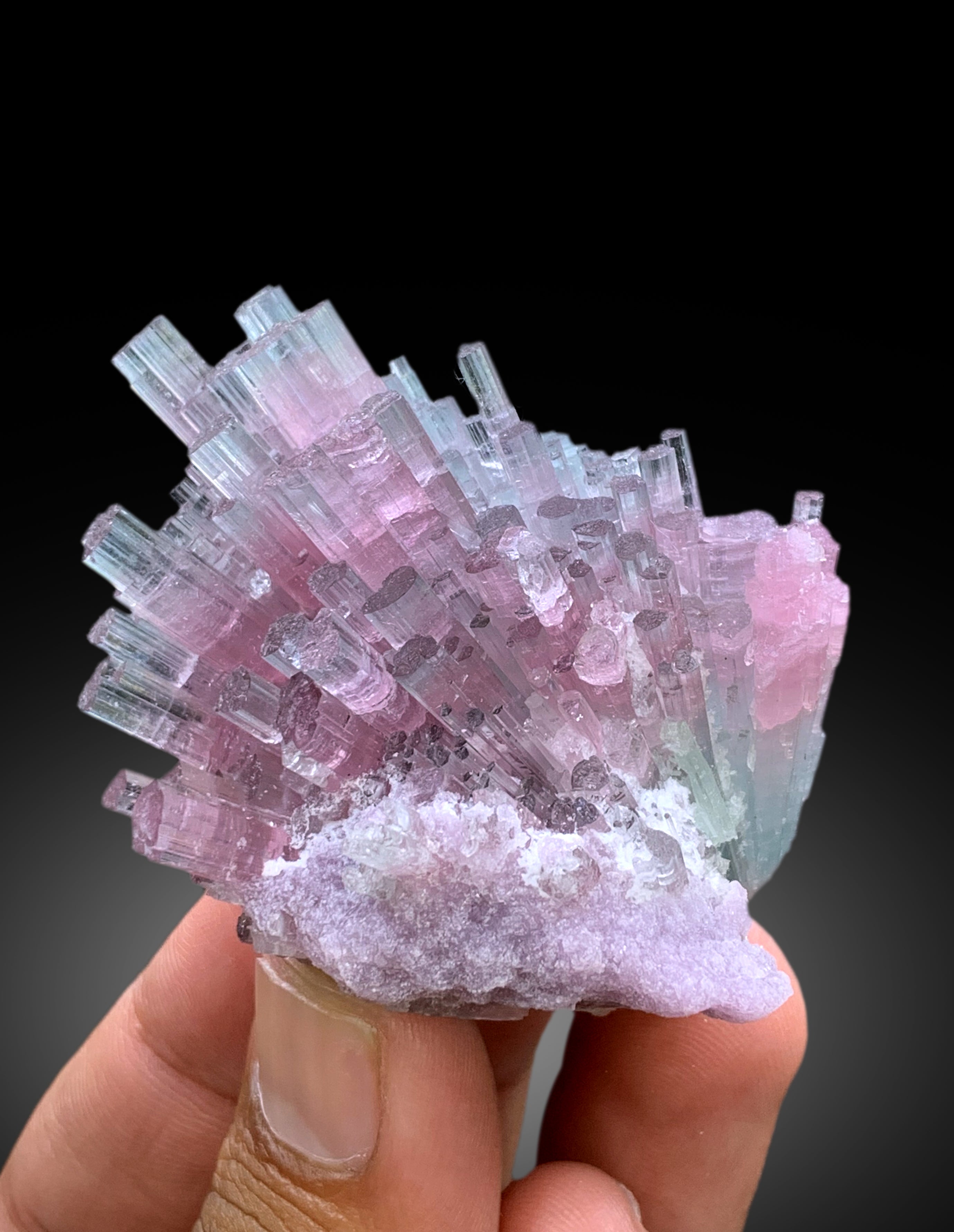 Cotton Candy Tourmaline Bunch, Tourmaline Cluster, Bicolor Tourmaline, Crystals Cluster, Afghan Tourmaline - 102 gram